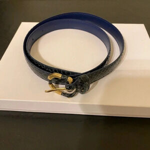Women Genuine Snake Skin Black and Blue Slim Dress Belt